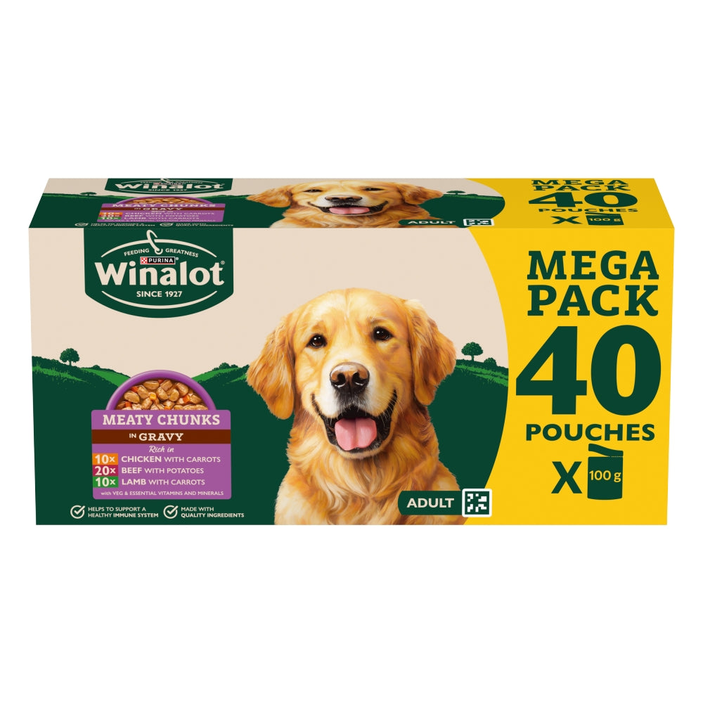 Winalot Meaty Chunks In Gravy Pouches 40x100g