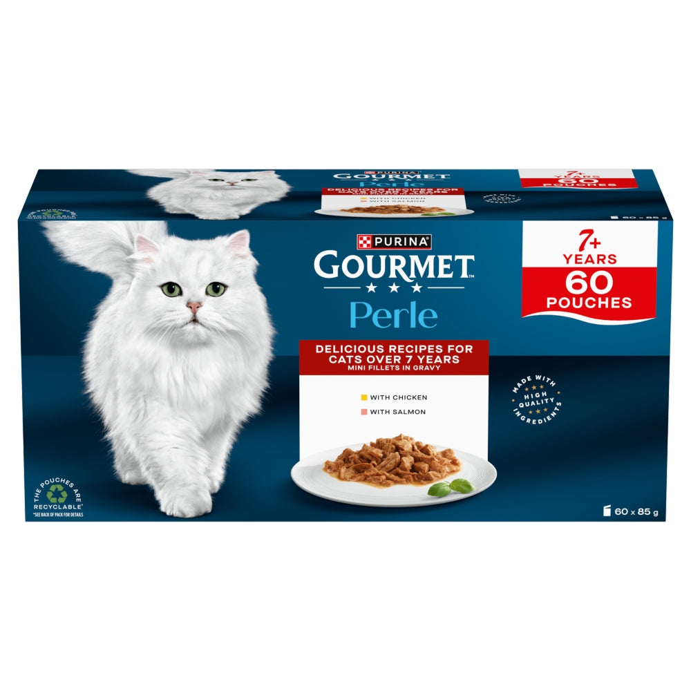 Gourmet Perle Senior 7+ Juicy Mini Fillets In Gravy 60x85g