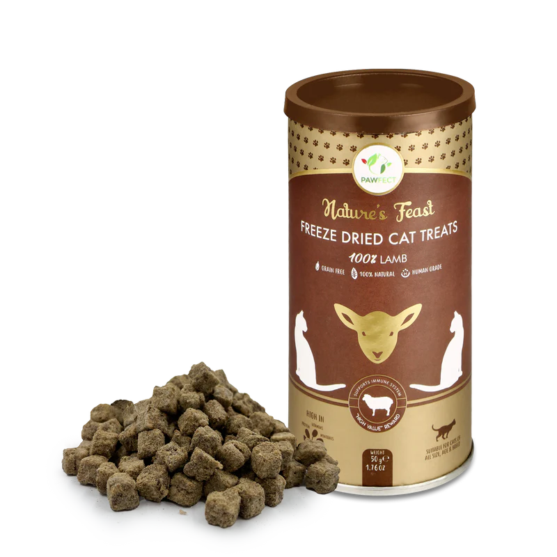 Pawfect Nature's Feast Freeze Dried Cat Treats Lamb Meat 50g