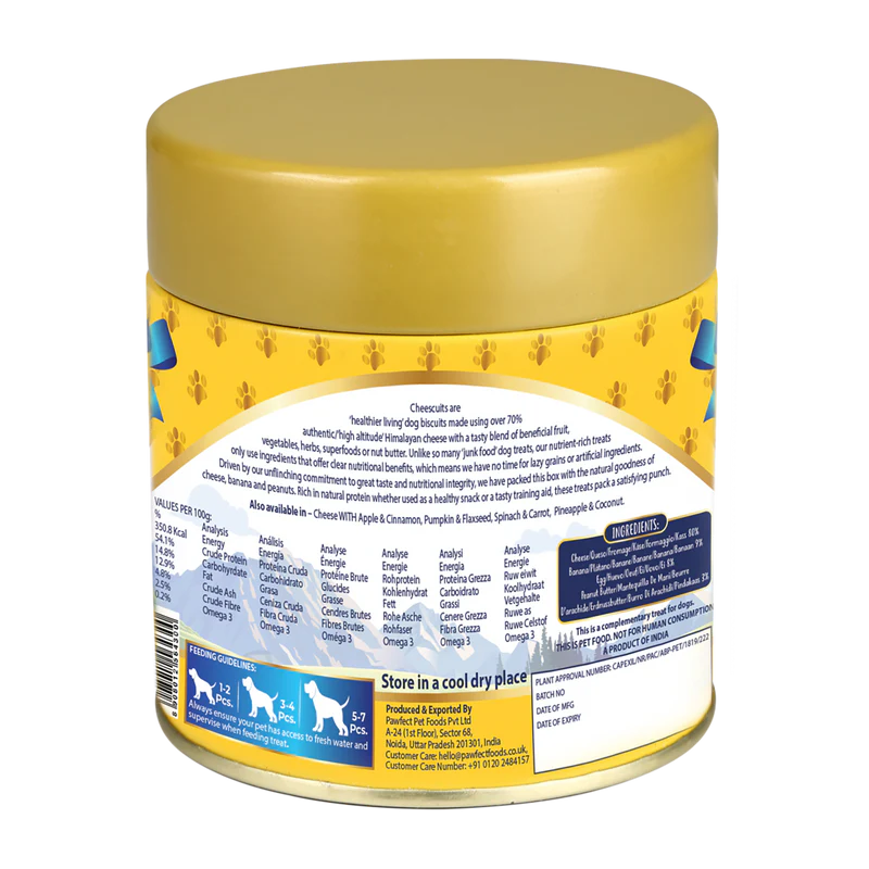 Pawfect Cheesy Dog Biscuits Banana & Peanut Butter Cheesecuits 100g