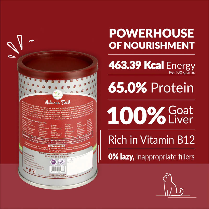 Pawfect Nature's Feast Freeze Dried Cat Treats Goat Liver 50g