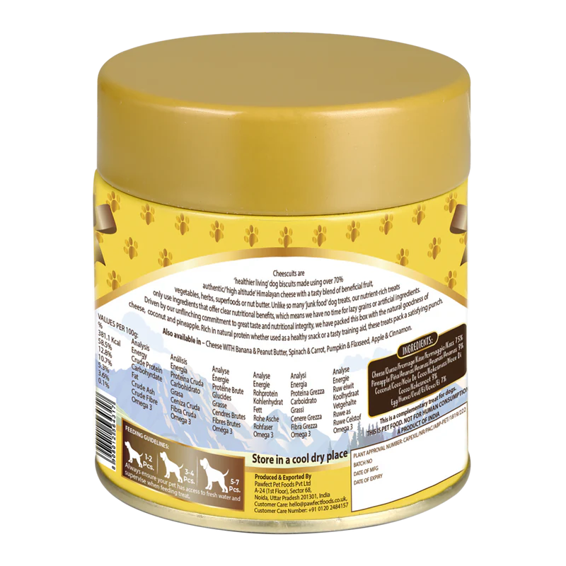 Pawfect Cheesy Dog Biscuits Pineapple & Coconut Cheesecuits 100g