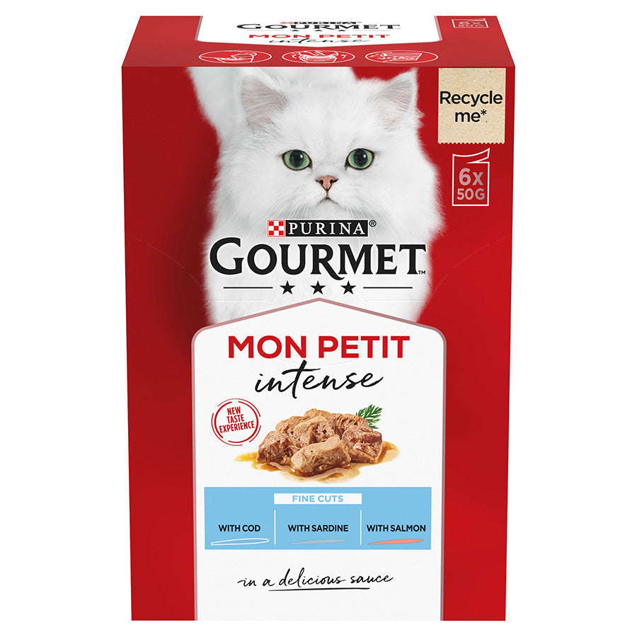 Gourmet Mon Petit Intense Pouches Fish (Cod, Sardine & Salmon) 6x50g