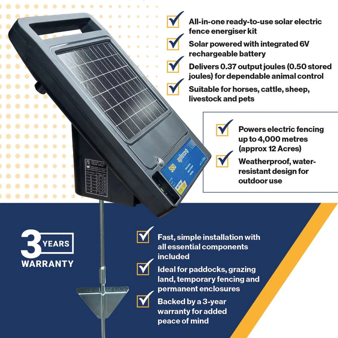 Agrifence S50 Solar Powered Energiser 0.5J