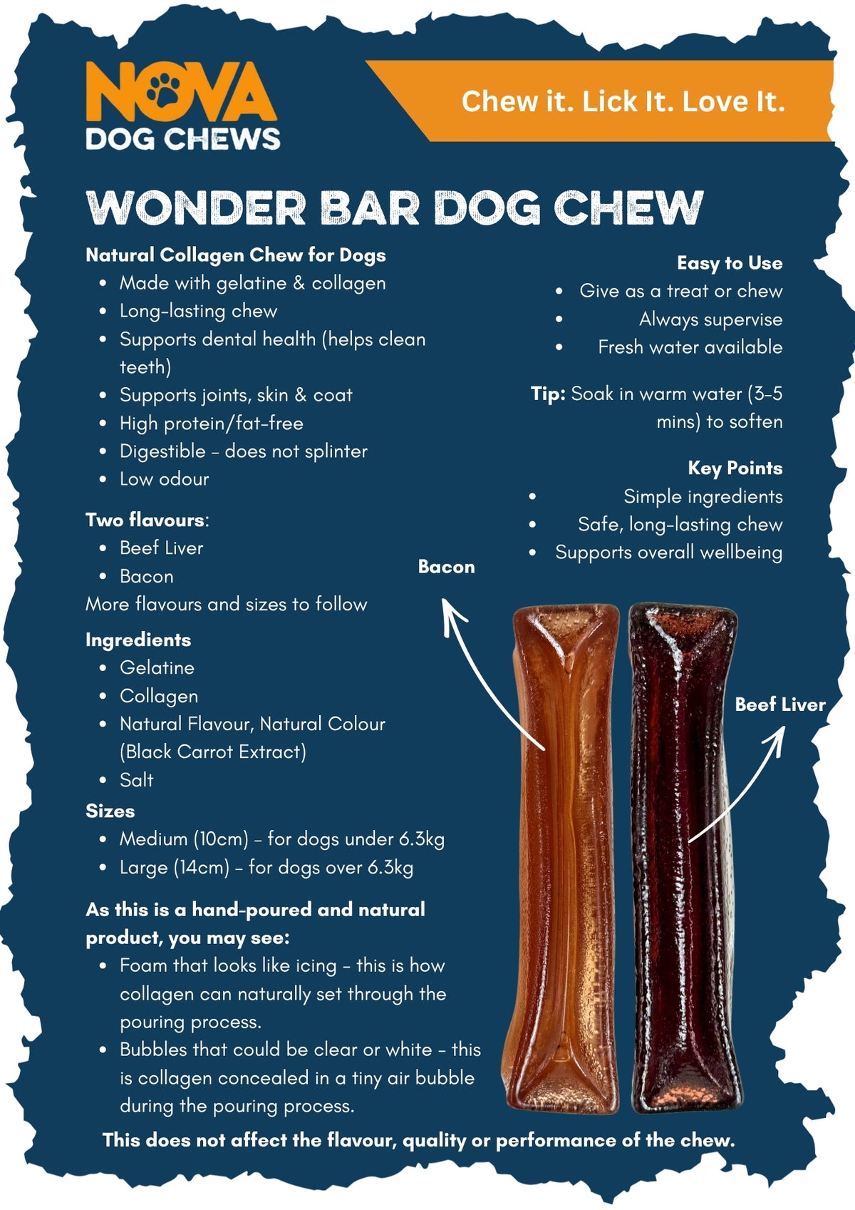 Nova Dog Chews Wonder Bar Bacon Large