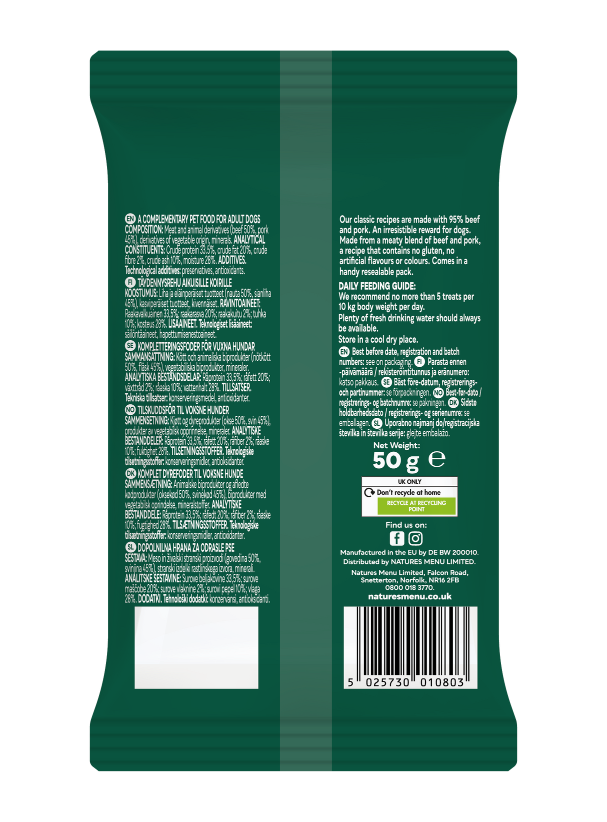 Natures Menu Dog - Meaty Treats Beef & Pork 50g