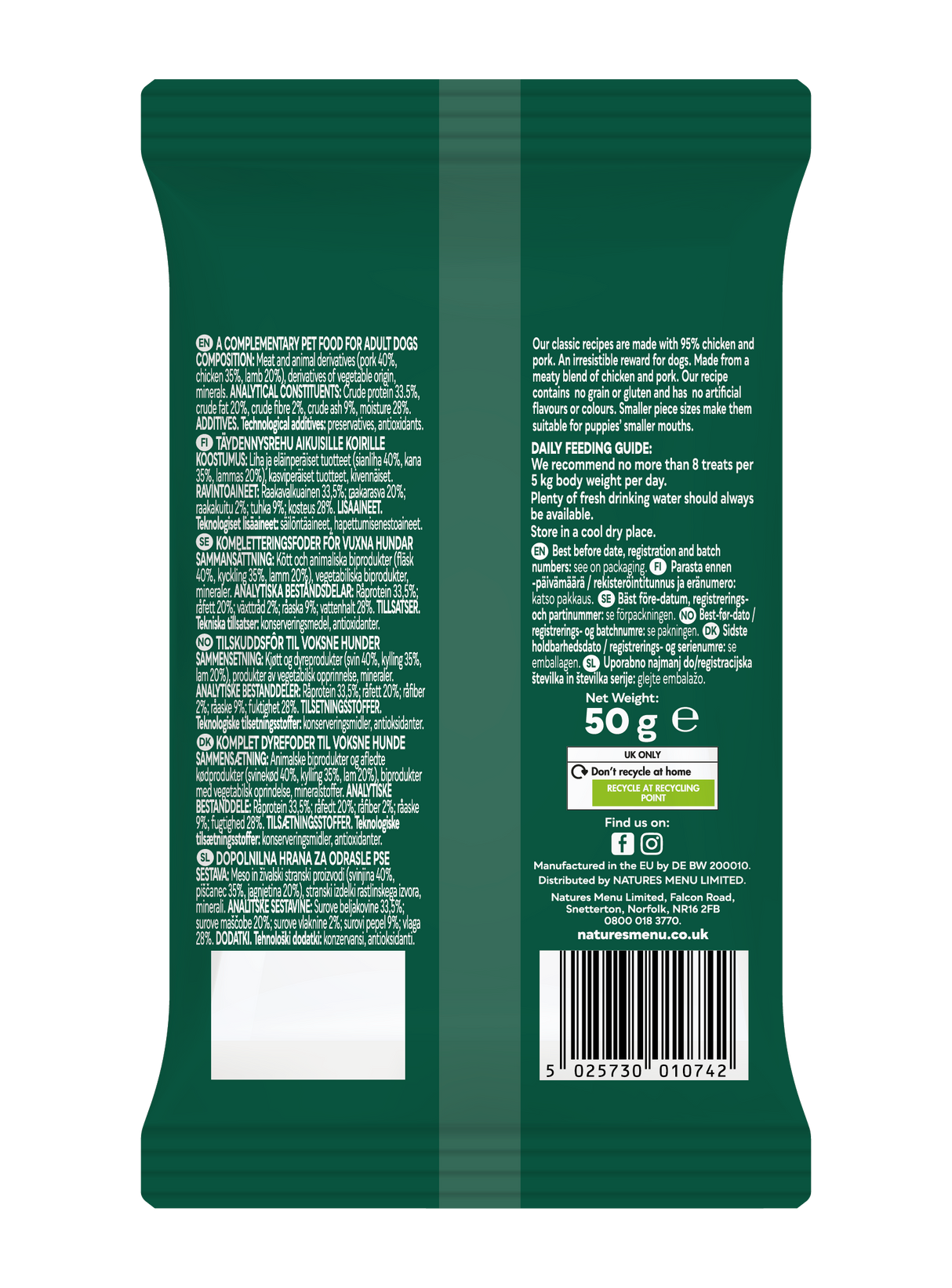 Natures Menu Dog - Meaty Treats Lamb, Chicken & Pork 50g