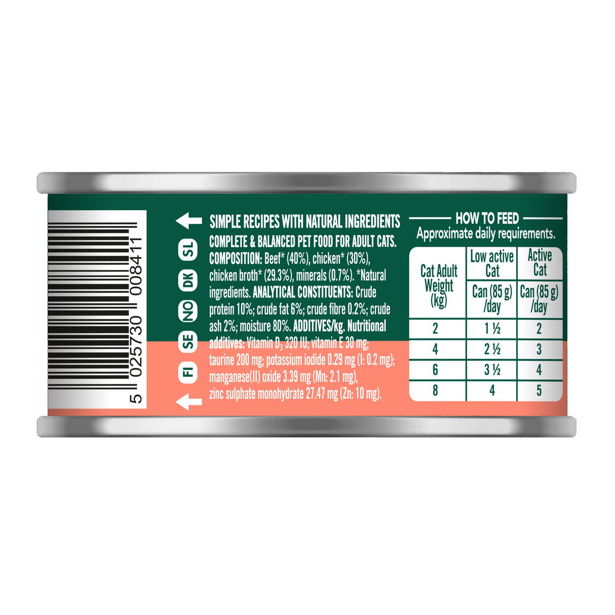 Natures Menu Cat - Adult Beef & Chicken Pate Cans 18x85g