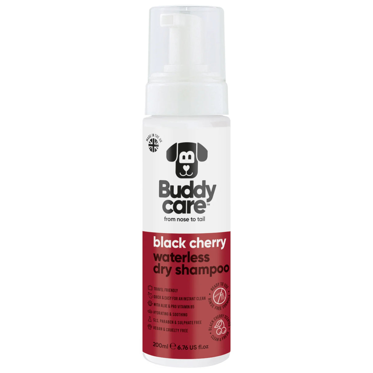 Buddy Care Waterless Black Cherry Dry Shampoo 200ml