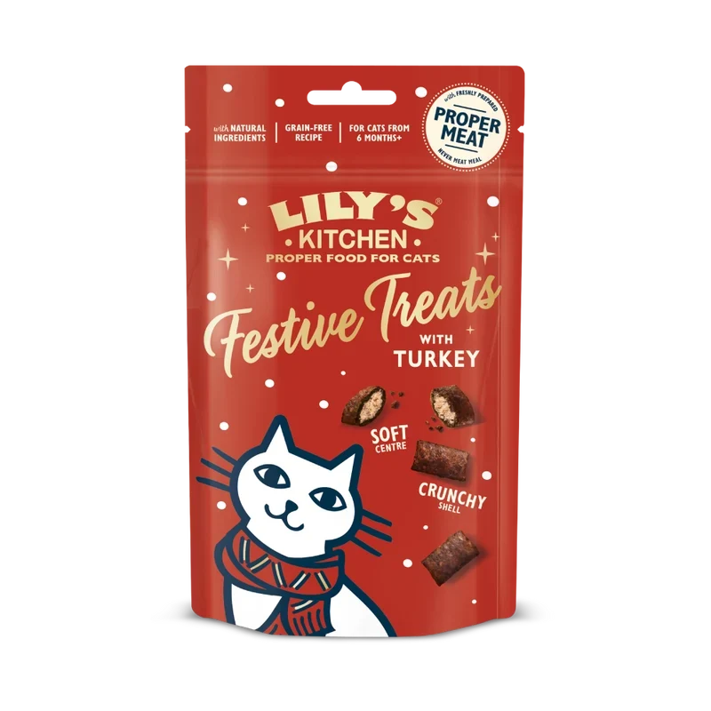 Lilys Kitchen Festive Cat Turkey Pillow Treats 60g