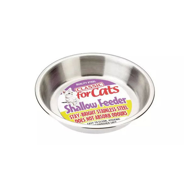 Classic Stainless Steel Shallow Feeder For Cats 500ml