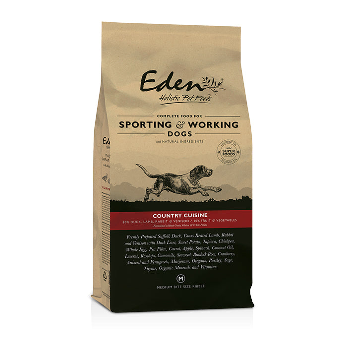 Eden Dog - 80/20 Country Cuisine Working & Sporting Dog Medium Kibble 15kg