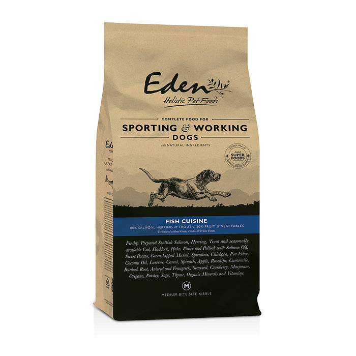 Eden Dog - 80/20 Fish Cuisine Working & Sporting Dog Medium Kibble 15kg