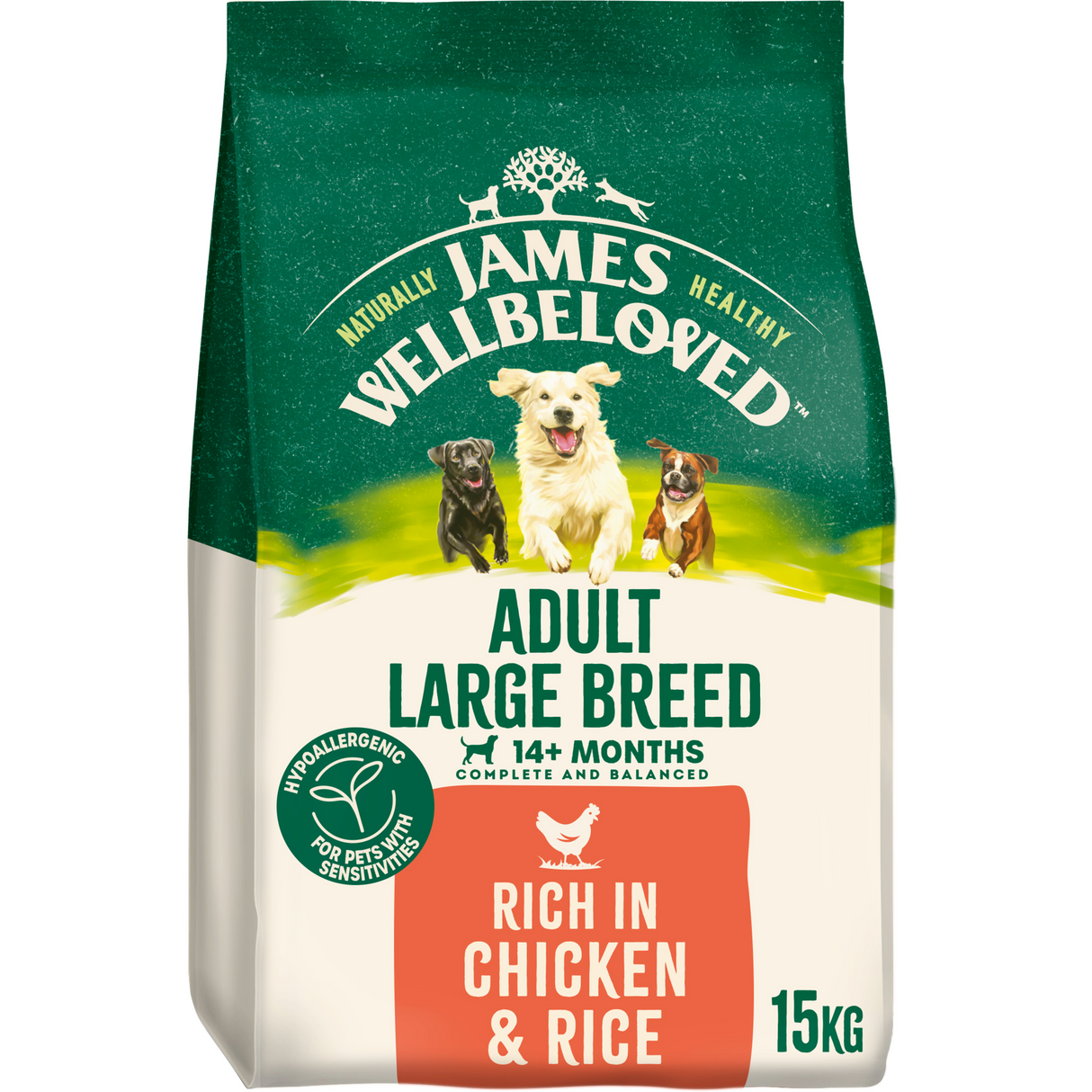 James Wellbeloved Dog - Adult Large Breed Chicken & Rice 15kg
