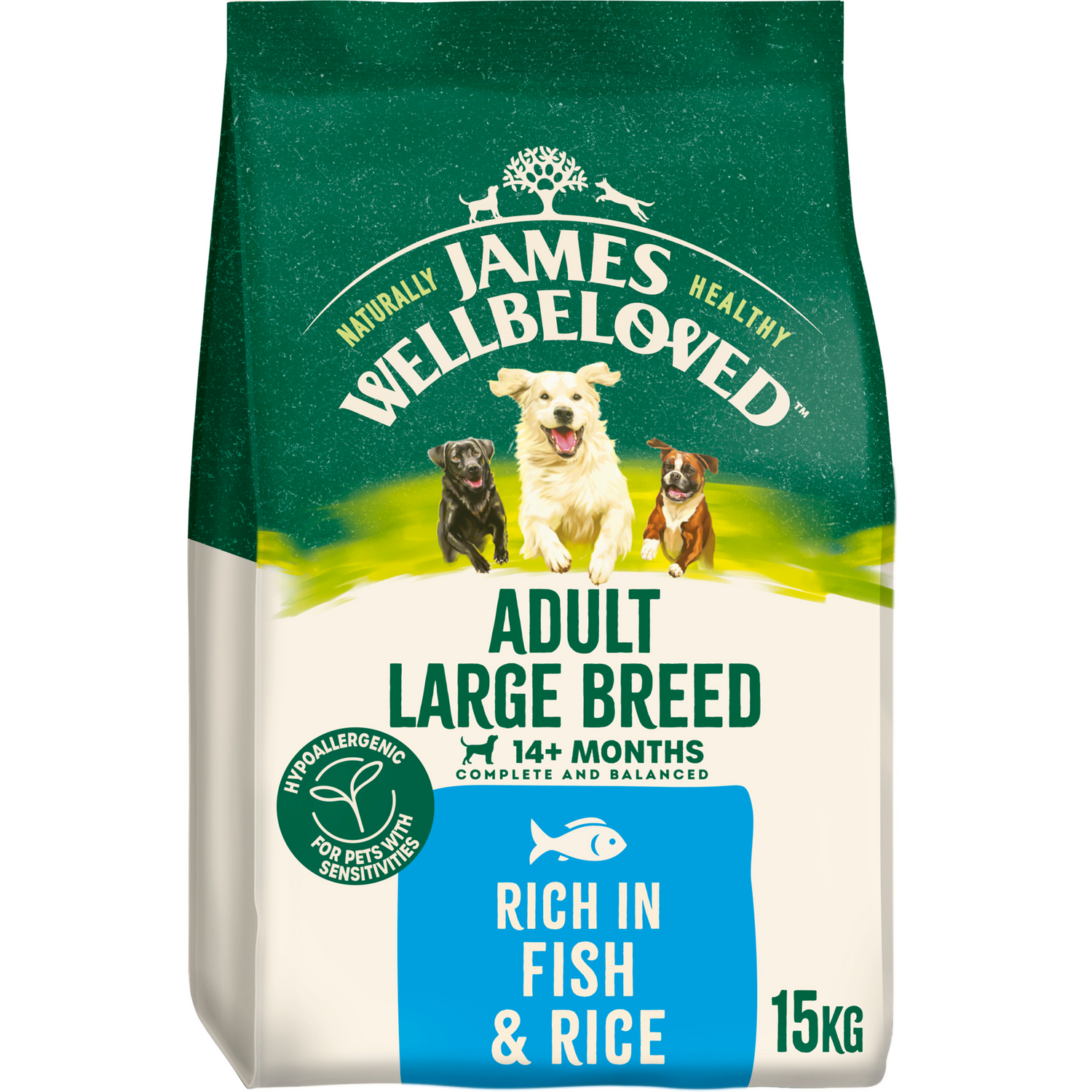 James Wellbeloved Dog - Adult Large Breed Fish & Rice 15kg