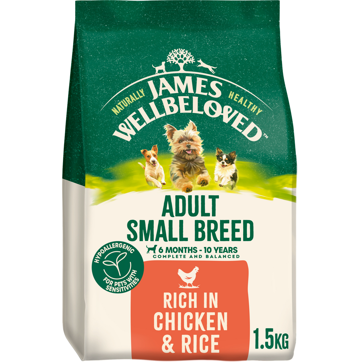 James Wellbeloved Dog - Adult Small Breed Chicken & Rice 1.5kg
