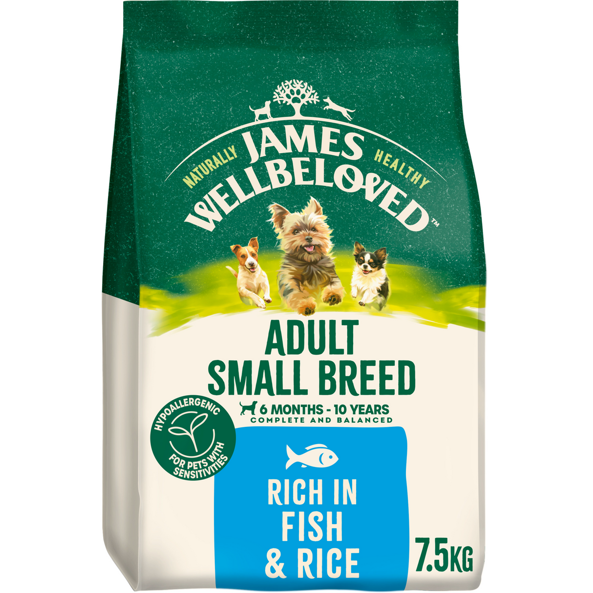 James Wellbeloved Dog - Adult Small Breed Fish & Rice 7.5kg