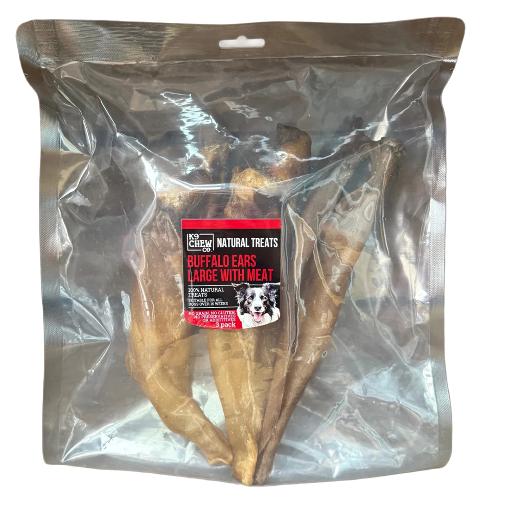 K9 Chew Co Buffalo Ears Large with Meat 3 Pack