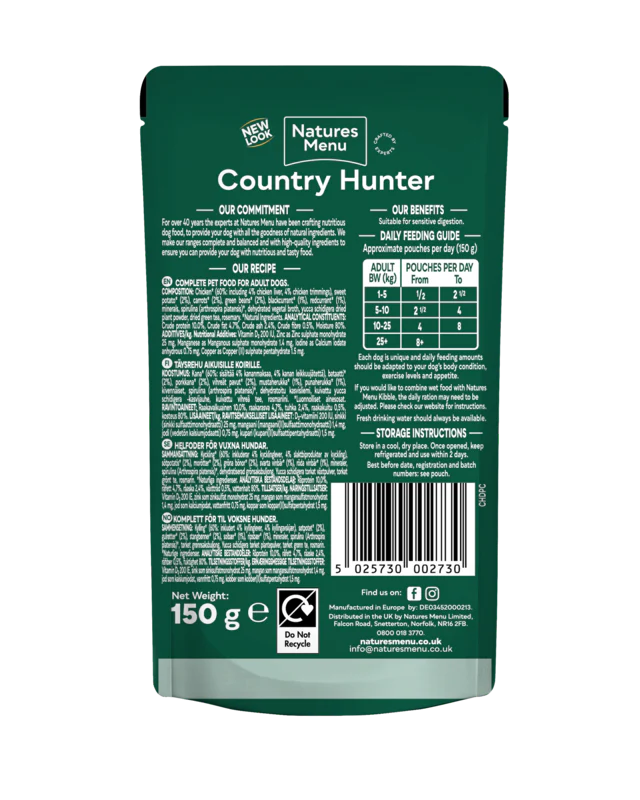 Natures Menu Dog - Country Hunter Free Range Chicken 6x150g