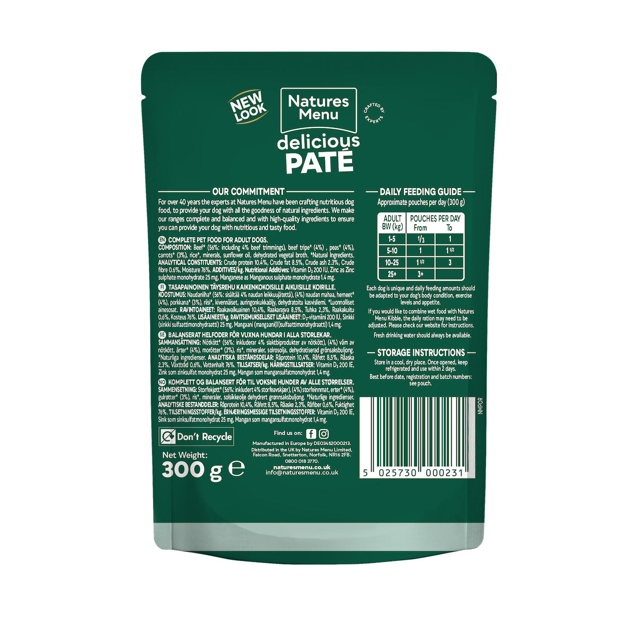 Natures Menu Dog - Adult Pouch Box Beef With Tripe & Vegetables 8x300g