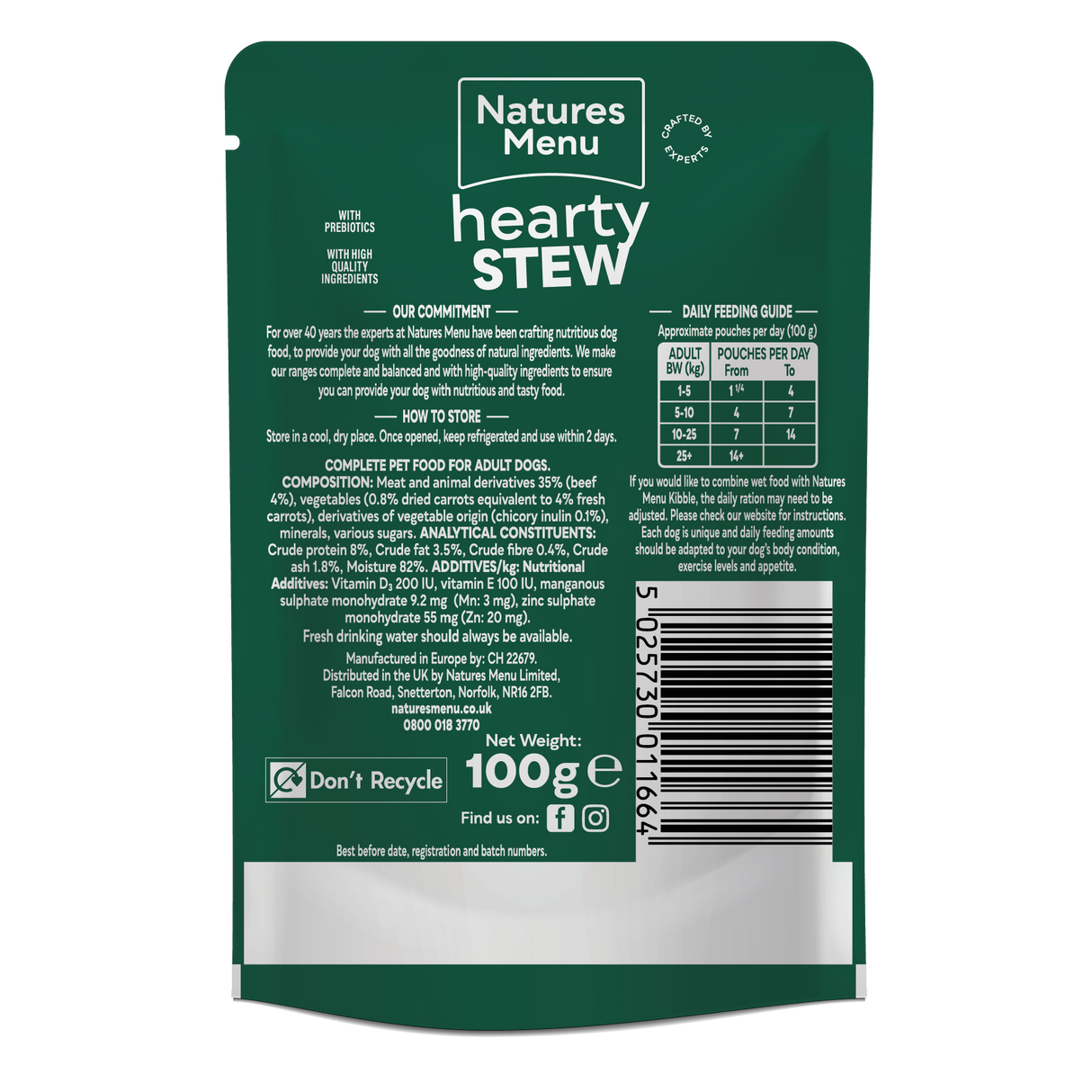 Natures Menu Dog - Beef and Carrot Hearty Stew Pouches 8x100g