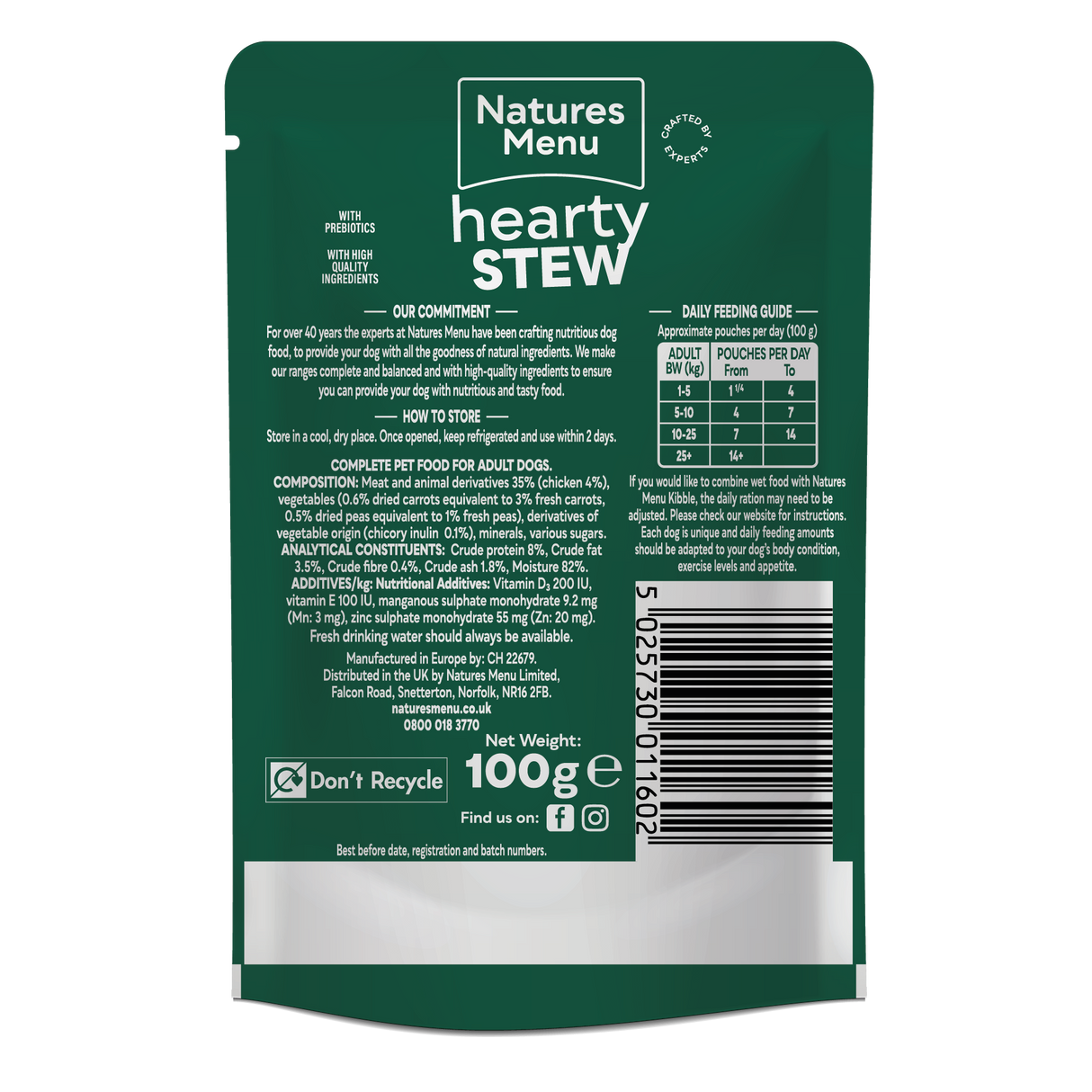 Natures Menu Dog - Chicken and Vegetable Hearty Stew Pouches 8x100g