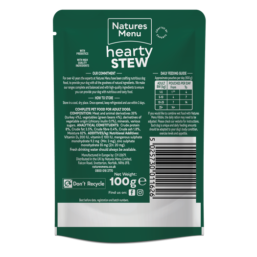 Natures Menu Dog - Turkey and Vegetable Hearty Stew Pouches 8x100g