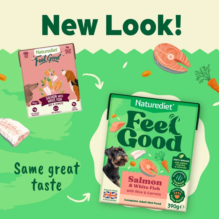 Nature Diet Dog - Feel Good Salmon & White Fish with RIce & Carrots 12x390g
