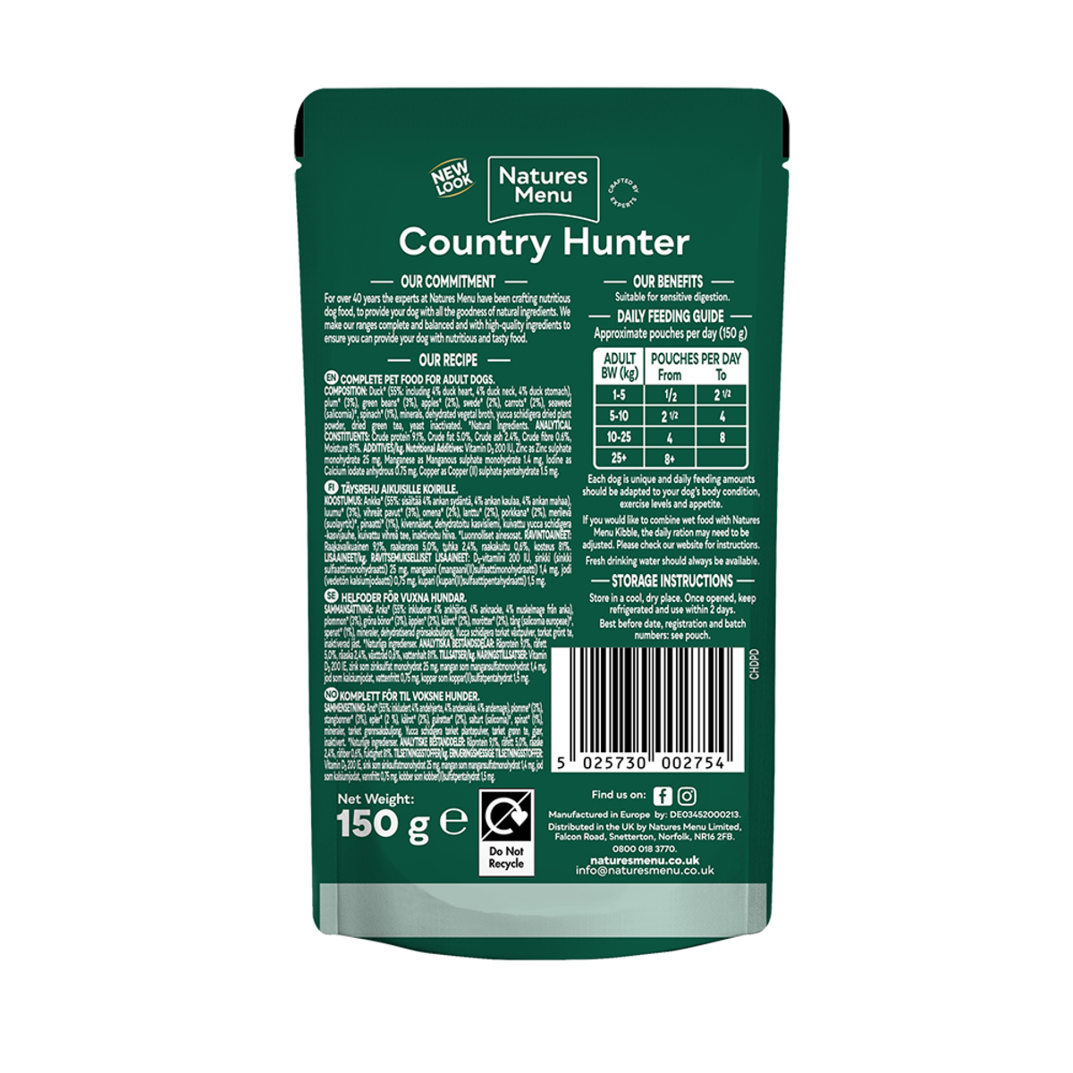 Natures Menu Dog - Country Hunter Duck With Superfoods 6x150g
