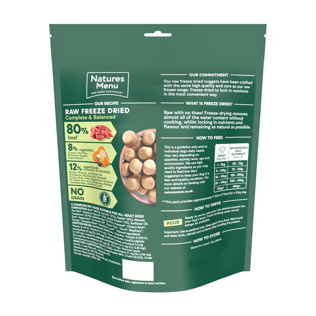 Natures Menu Dog - Complete & Balanced 80/20 Freeze Dried Beef 250g