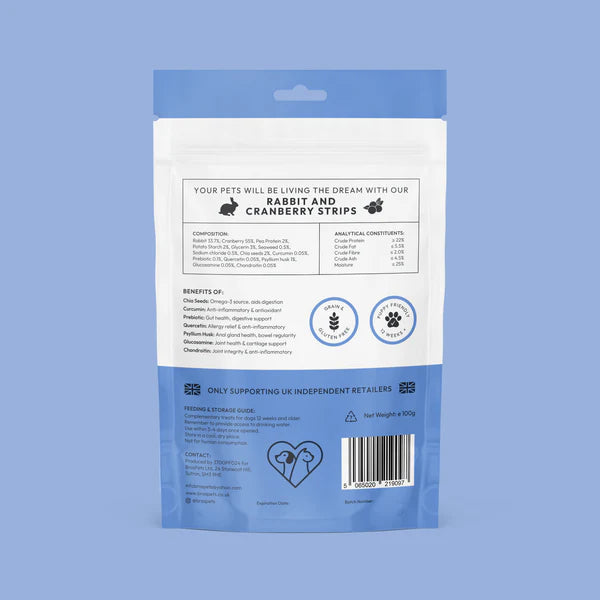 Bros Pets Rabbit & Cranberry Strips 100g