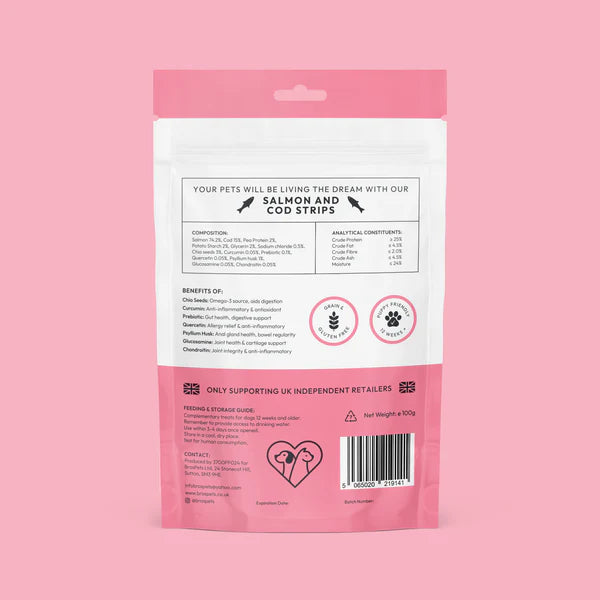Bros Pets Salmon & Cod Strips 100g