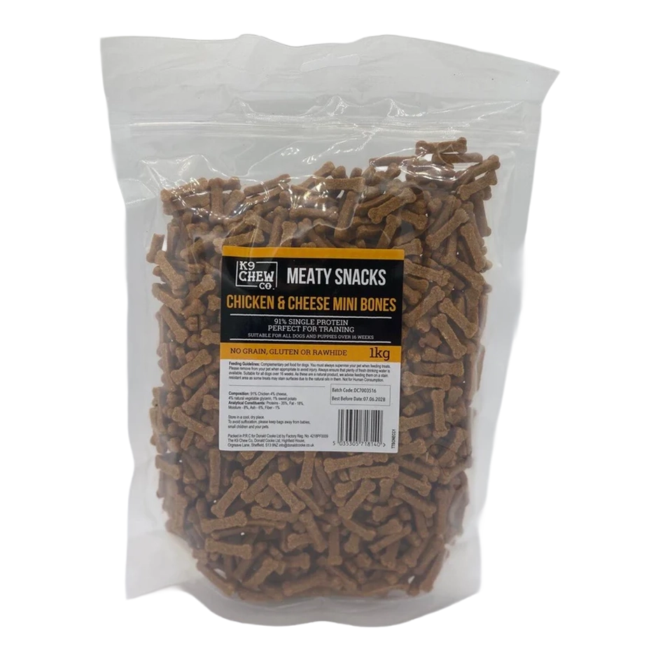 K9 Chew Co Meaty Snacks Training Treats Chicken & Cheese 1kg