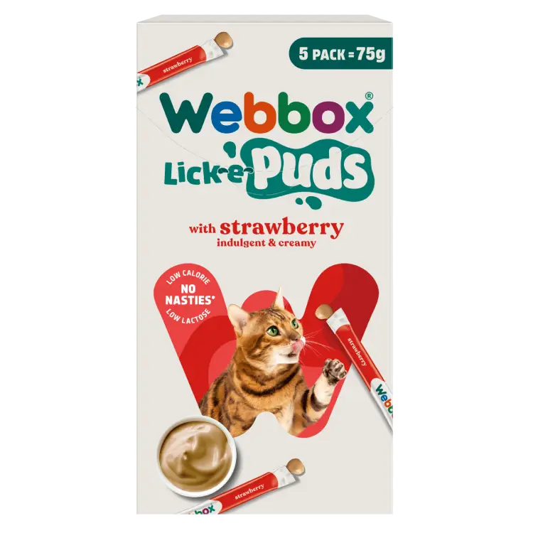 Webbox Lick-e-Puds Strawberry Cat Treats 5pk (75g)