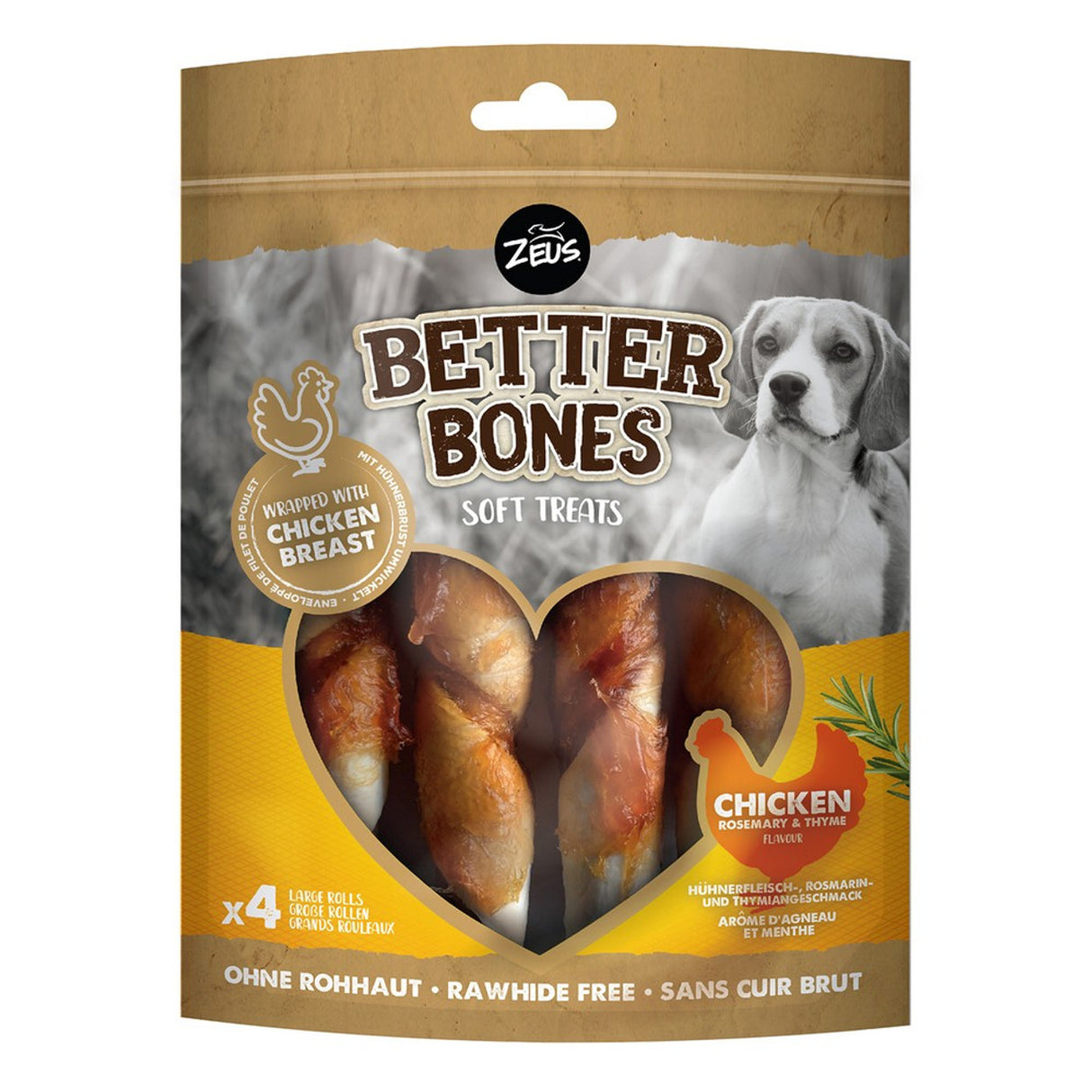 Zeus Better Bones Chicken Wrapped Large Rolls 4pk