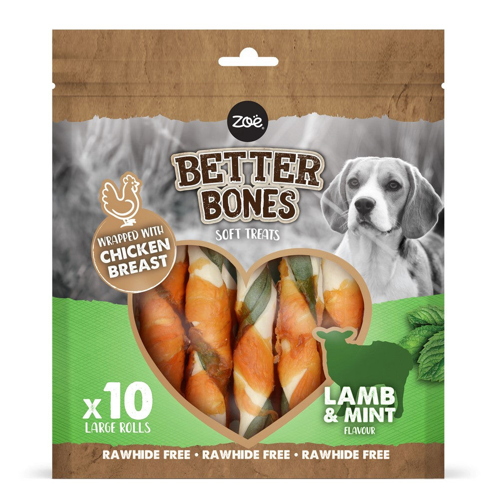 Zoe Better Bones Lamb & Mint Wrapped Large Rolls 10pk