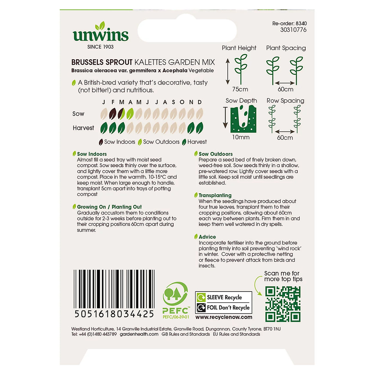 Unwins Brussels Sprout Kalettes Garden Mix