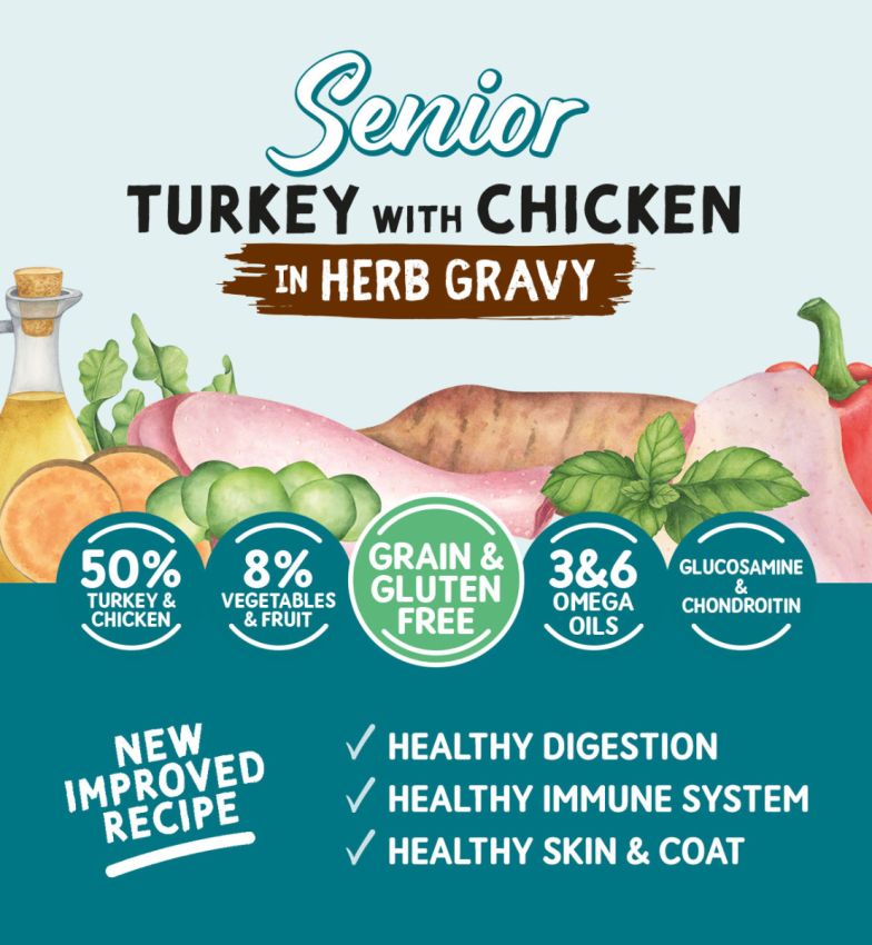 Naturo Dog - Senior Grain & Gluten Free Turkey with Chicken in a Herb Gravy 12x390g