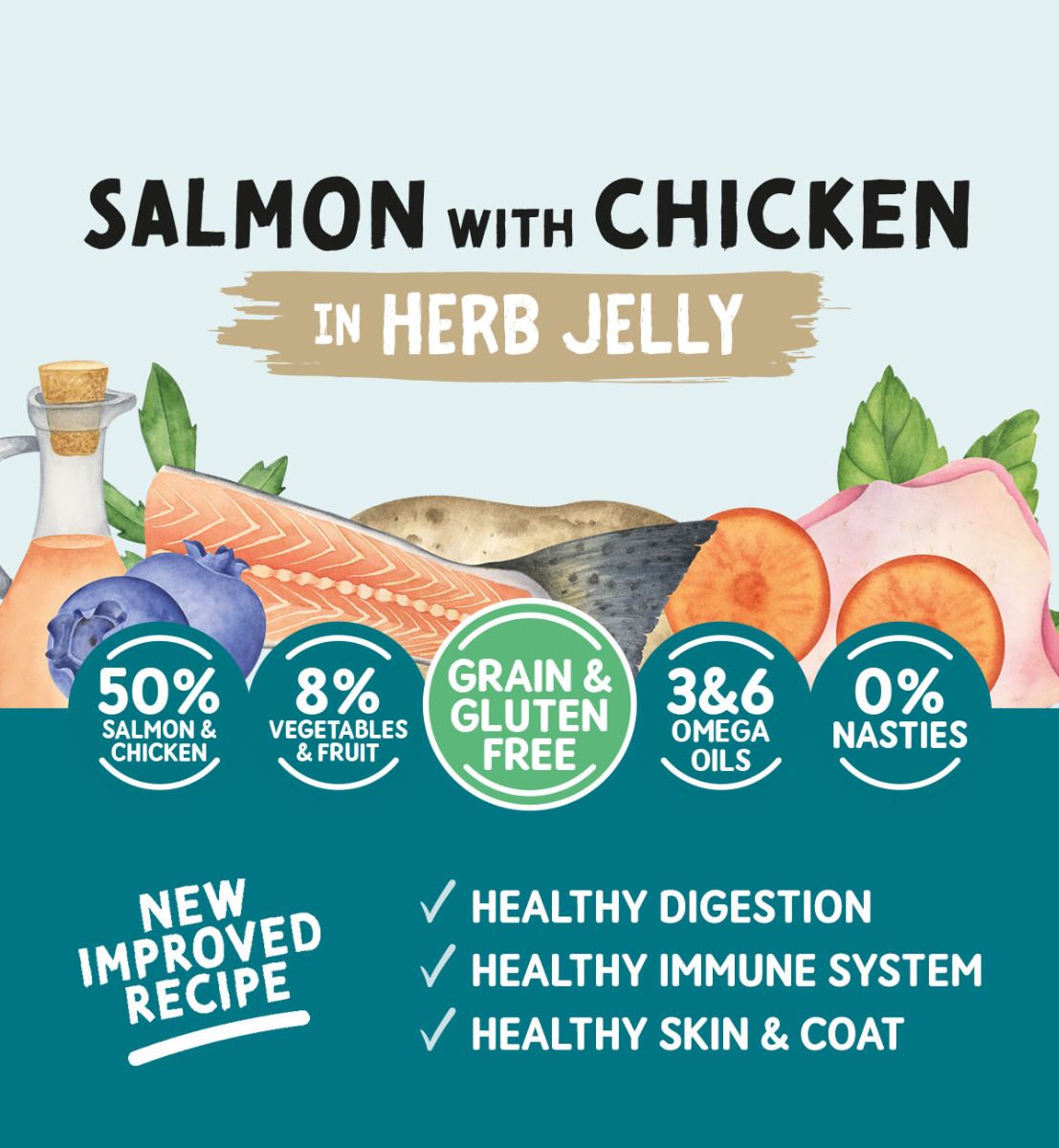 Naturo Dog - Adult Grain & Gluten Free Salmon with Chicken in a Herb Jelly 12x390g