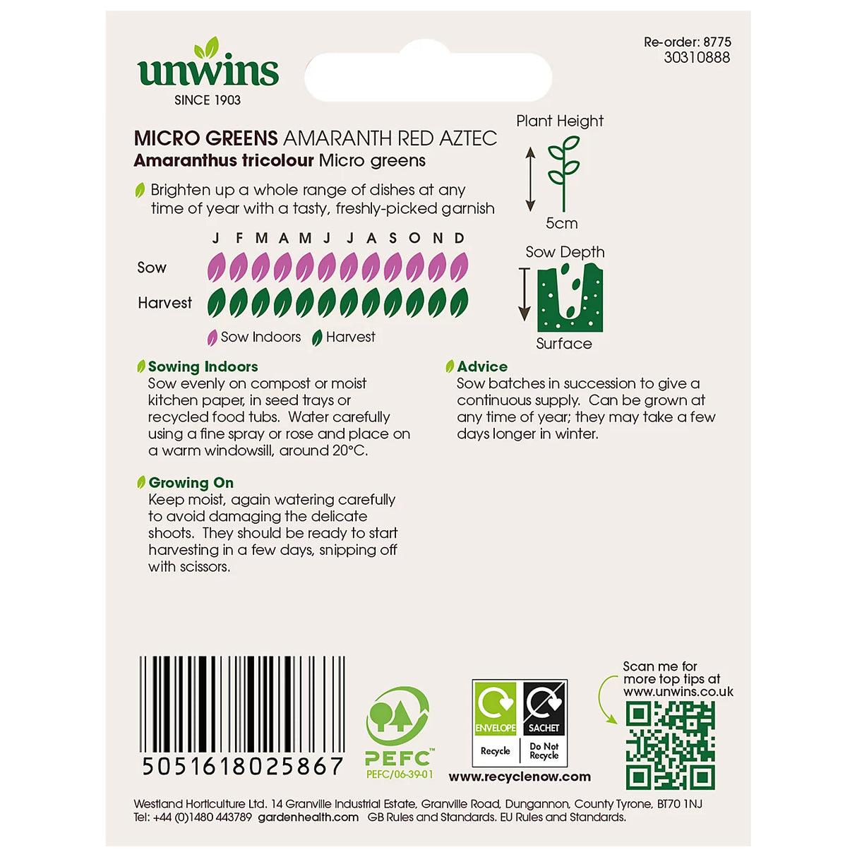 Unwins MicroGreens Amaranth Red Aztec