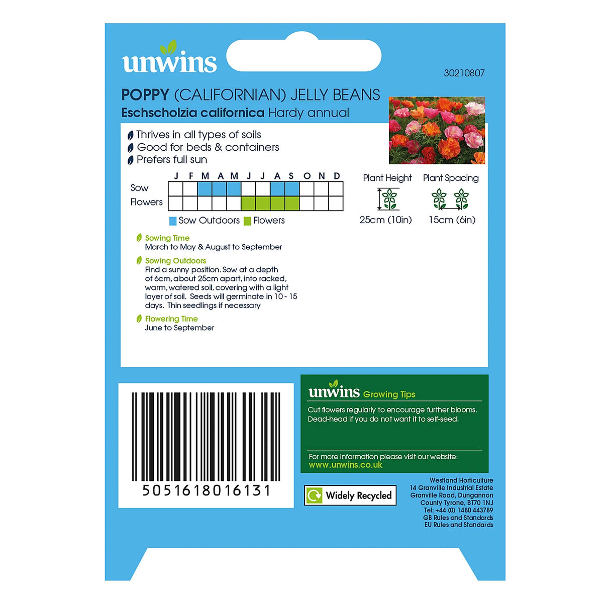 Unwins Poppy (Californian) XL Jelly Beans