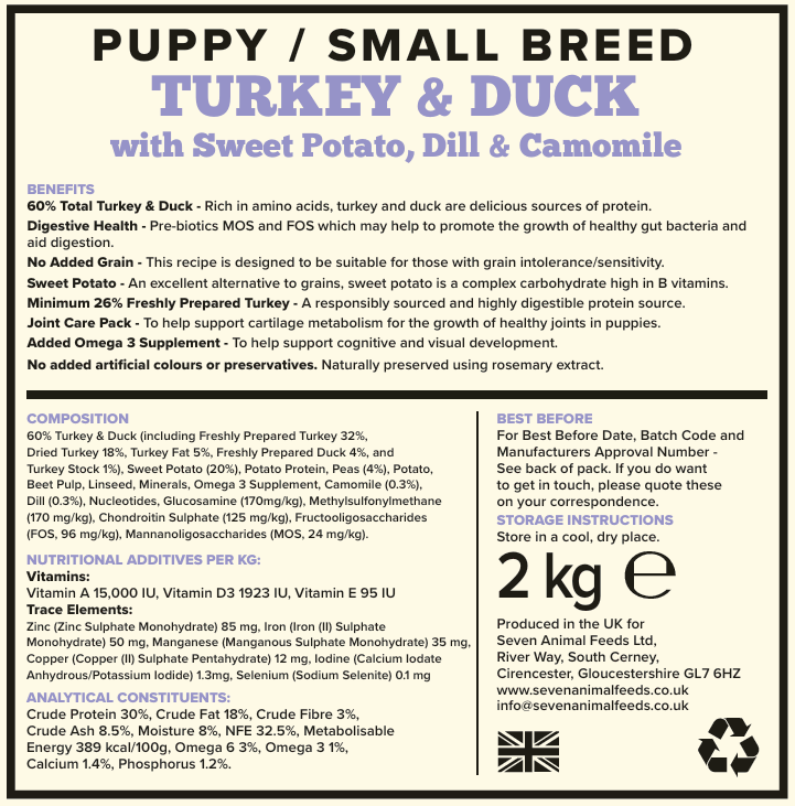 Seven Puppy - Small Breed Turkey & Duck Grain Free 2kg