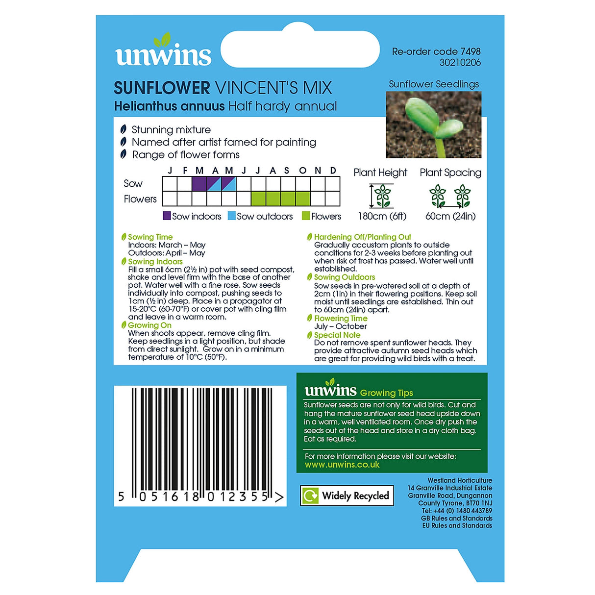 Unwins Sunflower Vincent's Mix