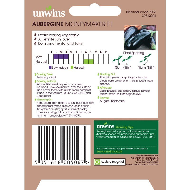 Unwins Aubergine Moneymaker F1