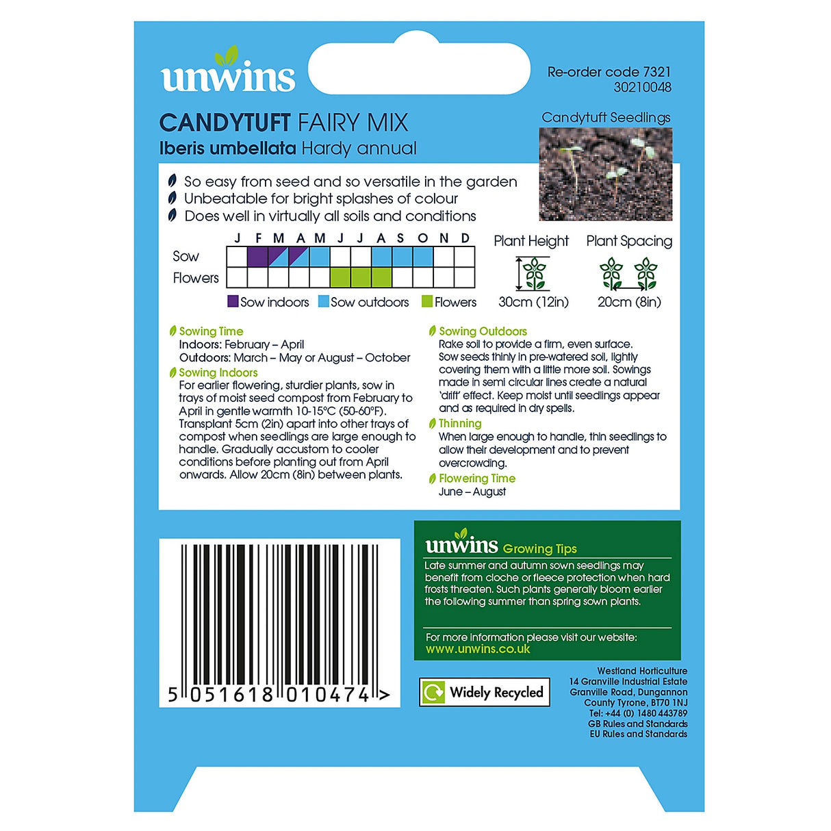 Unwins Candytuft Dwarf Fairy Mix