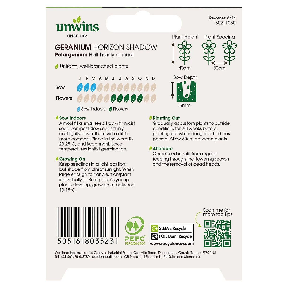 Unwins Geranium Horizon Shadow Mix