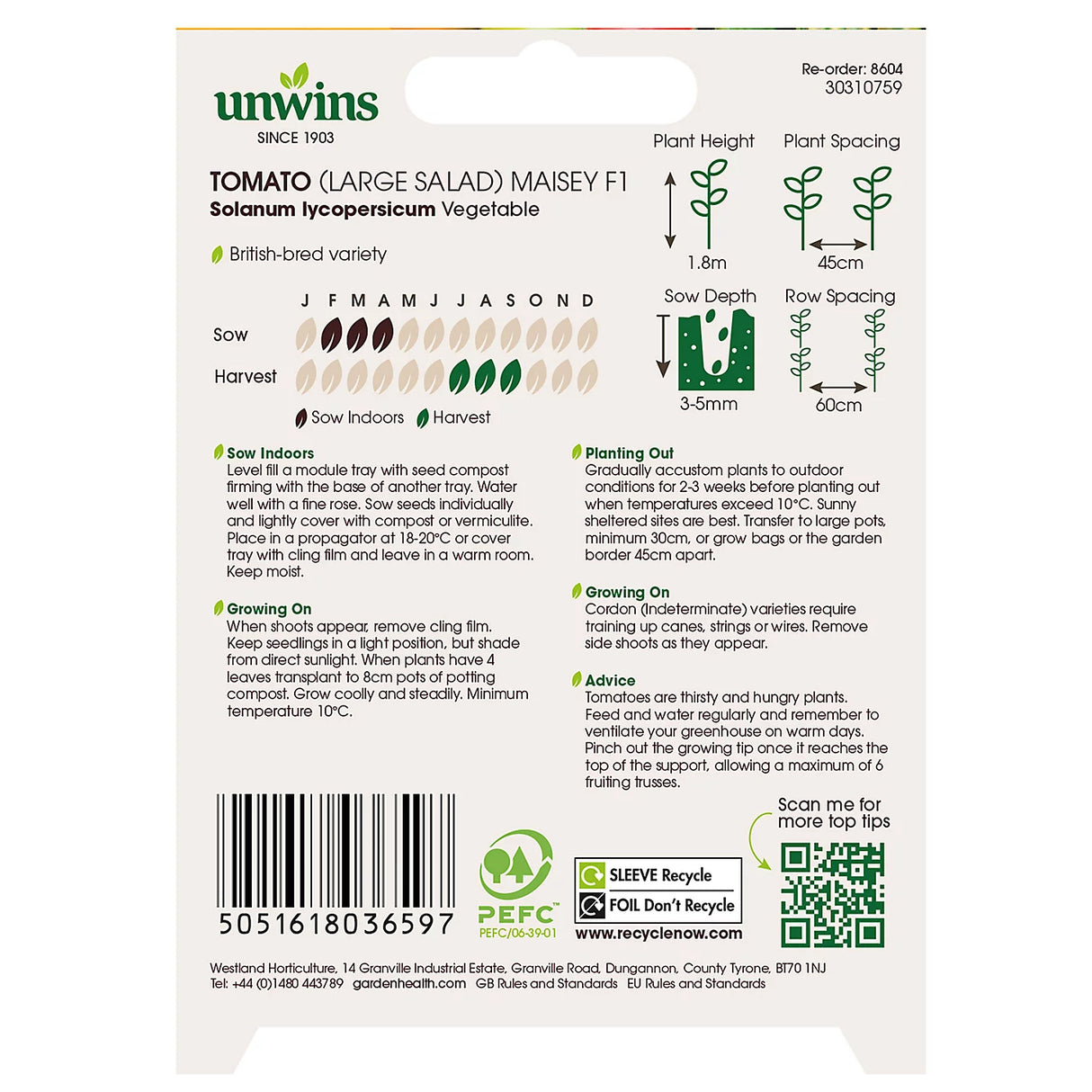 Unwins Tomato (Large Salad) Maisey F1