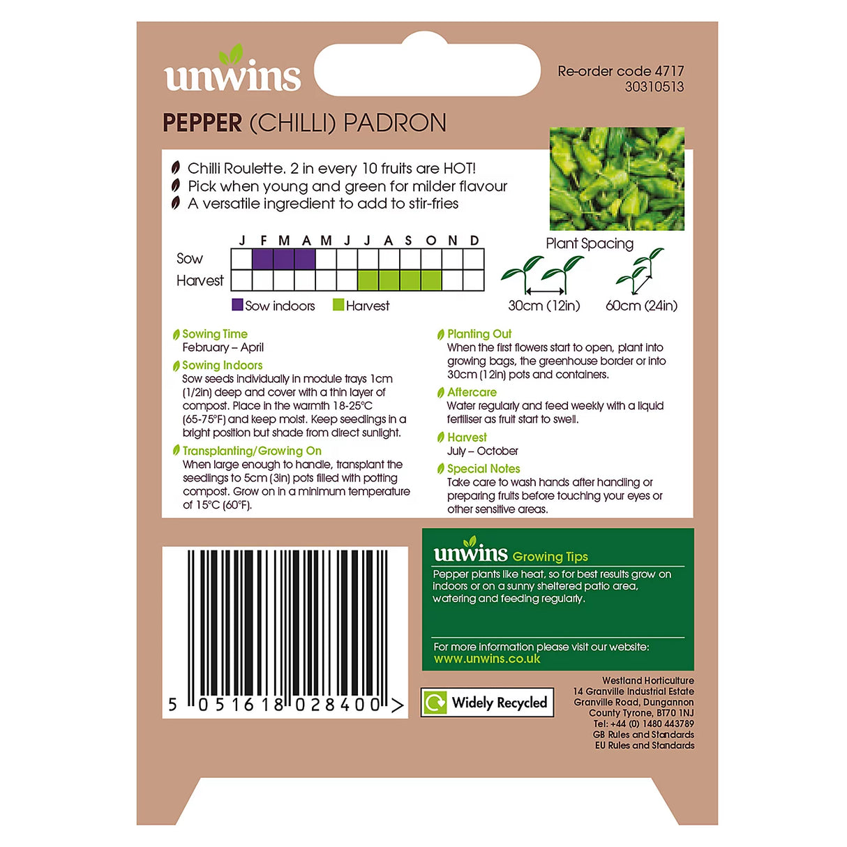 Unwins Pepper (Chilli) Padron