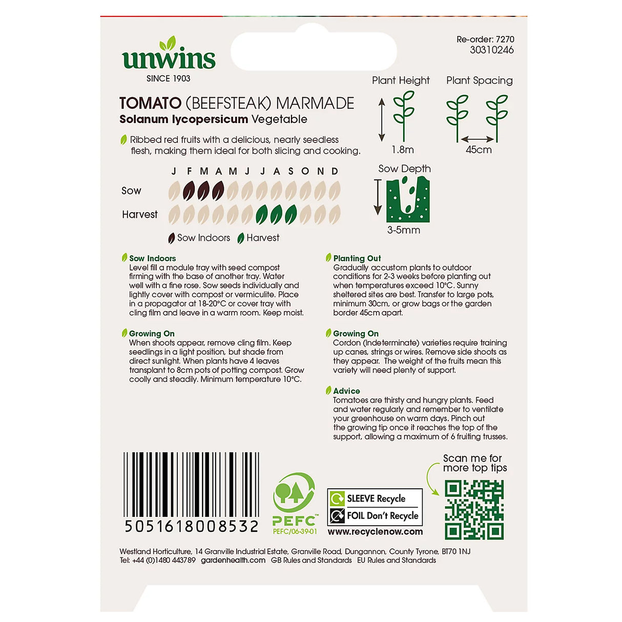 Unwins Tomato (Beefsteak) Marmande