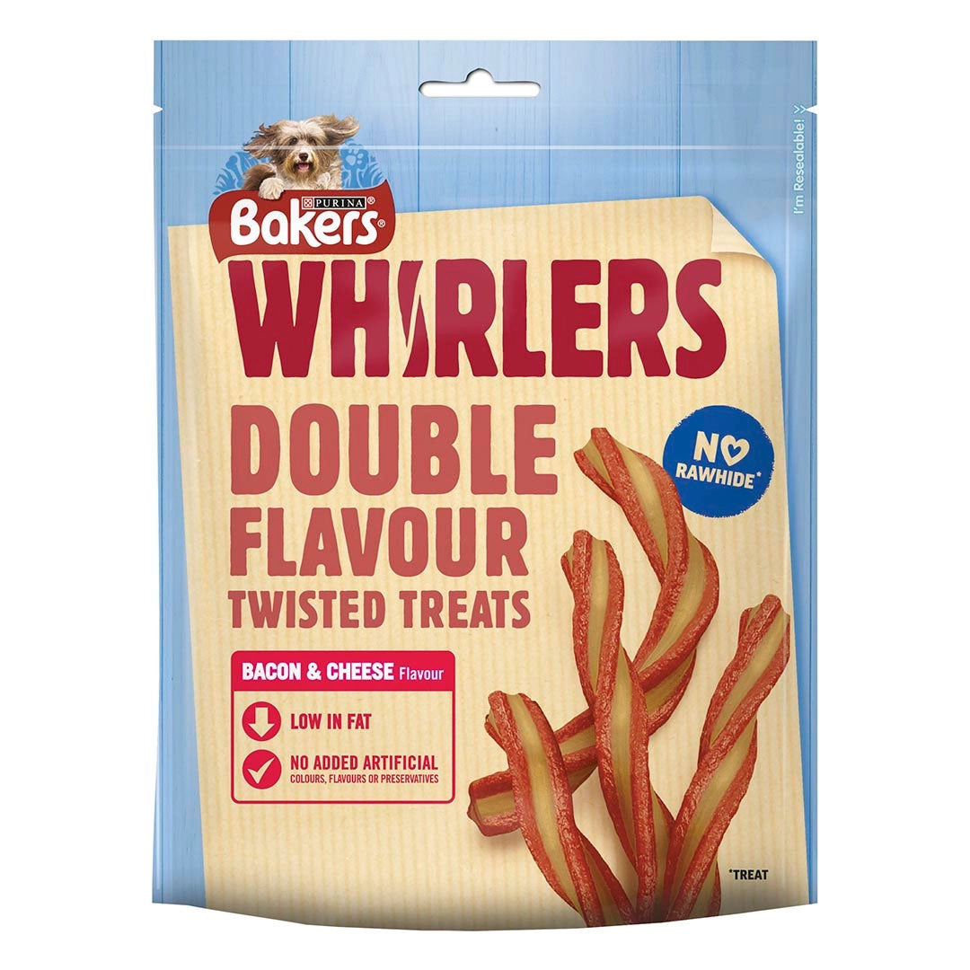 Bakers Whirlers Bacon & Cheese Dog Treats 130g